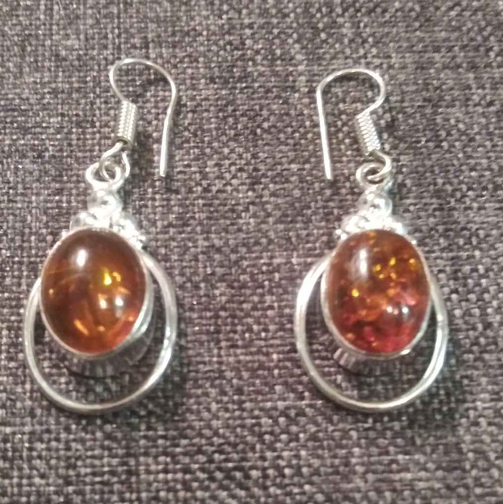 Amber sterling silver earrings